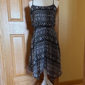 NOBO Black and White Geometric High-Low Spaghetti Strap Dress